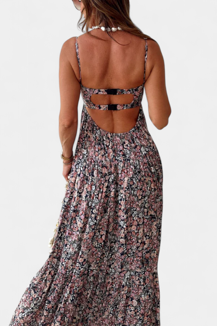 Reyna – Florales Maxikleid für Damen mit offenem Rücken – Ansicht 5