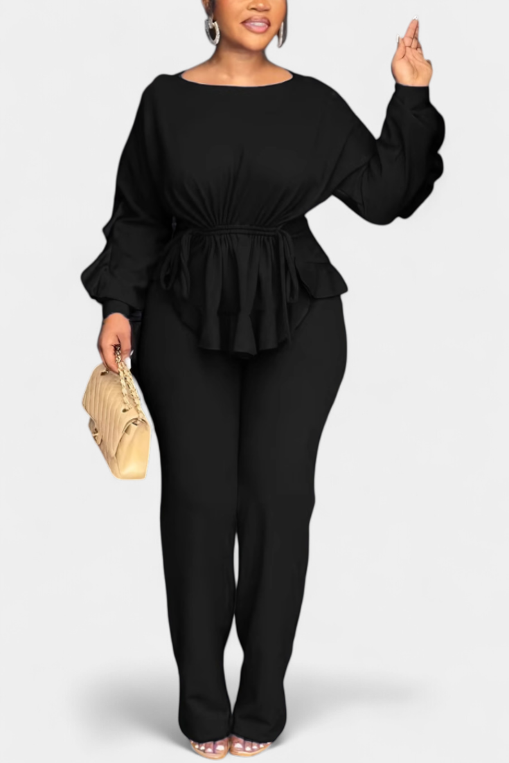 Bezauberndes zweiteiliges Damen-Set mit Rüschentop und Hose – Ansicht 6