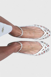 Silberne Damen-Sandalen Sofia mit Knöchelriemen – Ansicht 3
