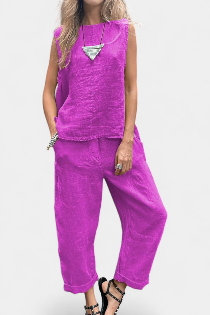 Ärmelloses Damen-Set Leona mit Weste und Hose – Ansicht 2