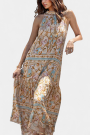 Teófila – Langes Seidenkleid für Damen mit maritimem Muster – Ansicht 4