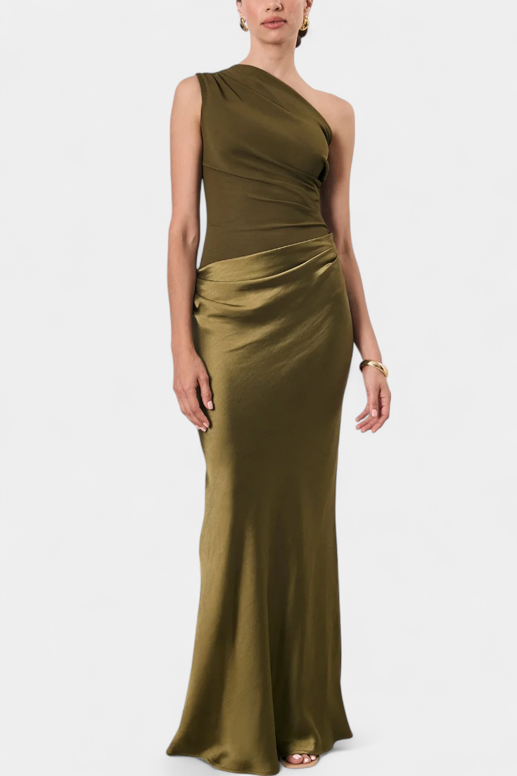 Ottavia – Langes Plisseekleid für Damen mit One-Shoulder-Ausschnitt – Ansicht 5