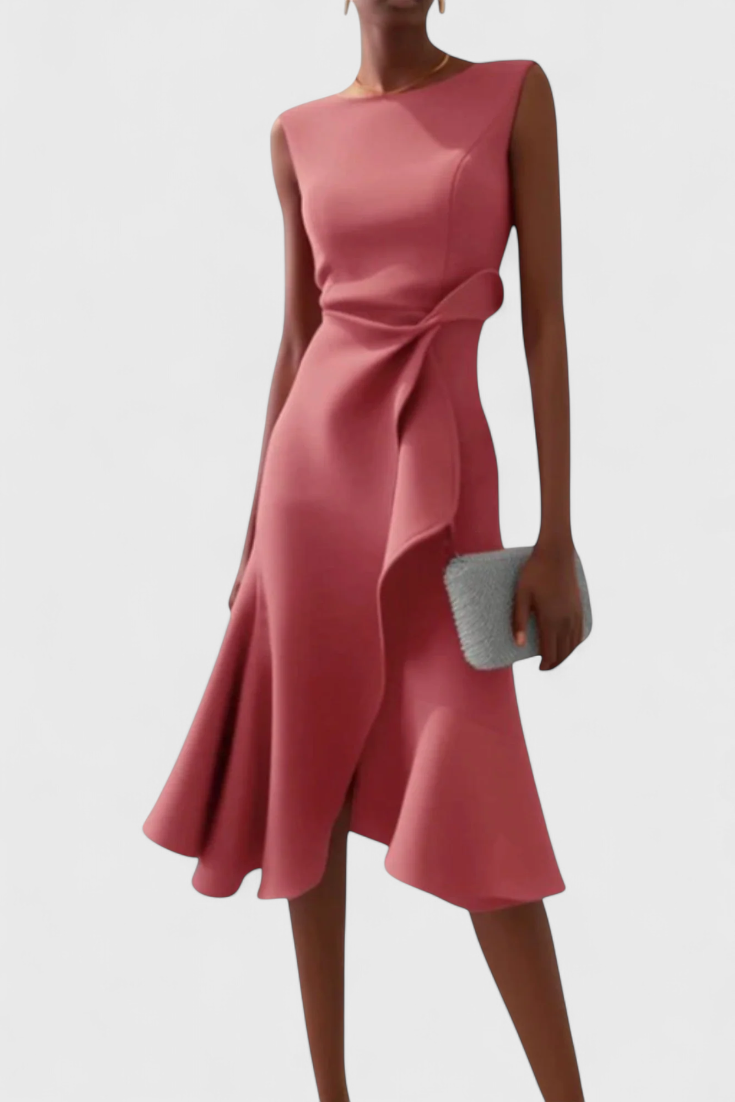 Asymmetrisches Midikleid Claudia für Damen mit Falten – Ansicht 6