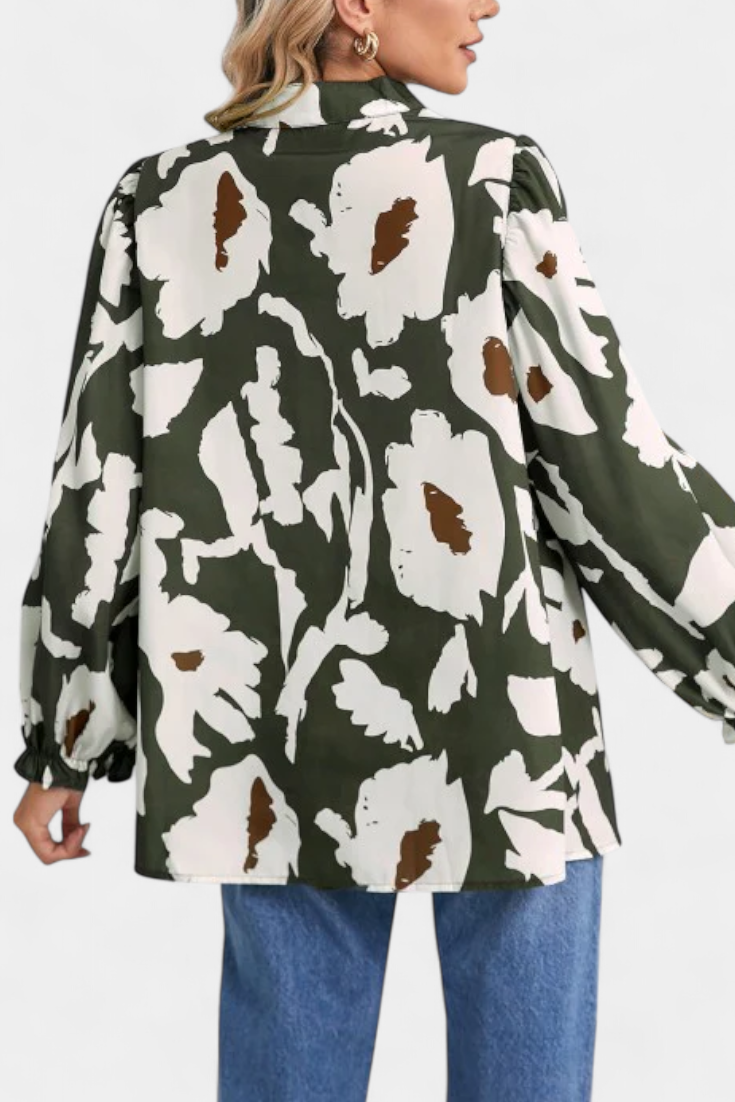 Florale Damenbluse Filomena mit Puffärmeln – Ansicht 3