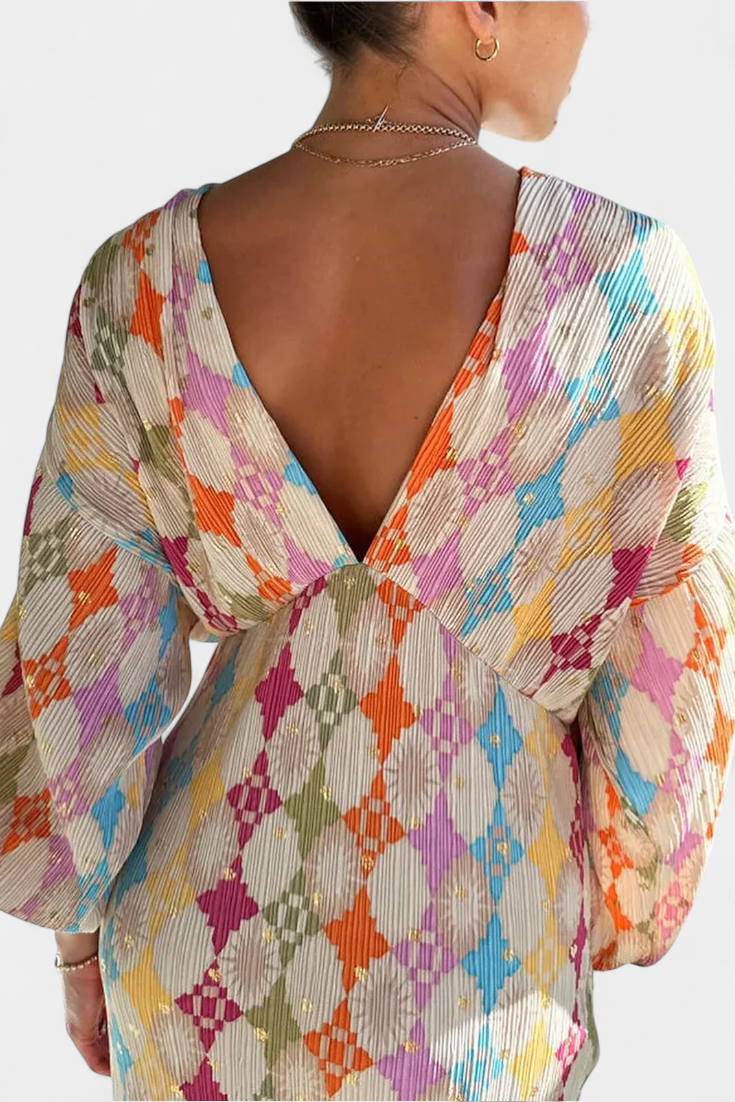 Shanice – Maxikleid für Damen mit geometrischem Muster – Ansicht 4