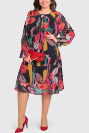 Annegret – Florales Midikleid für Damen mit langen Ärmeln – Ansicht 2