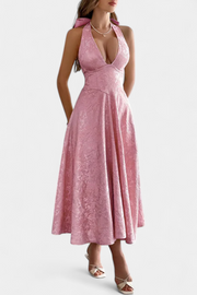 Gilda – Jacquard-Midikleid für Damen mit offenem Rücken