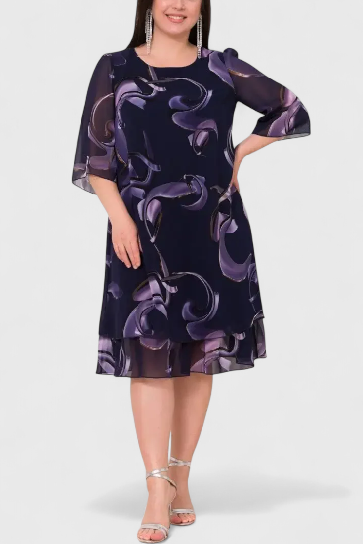 Shriley – Chiffonkleid für Damen mit kunstvollem Swirl-Muster – Ansicht 2