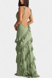 Maxikleid Padeline für Damen mit Rüschen und offenem Rücken – Ansicht 2