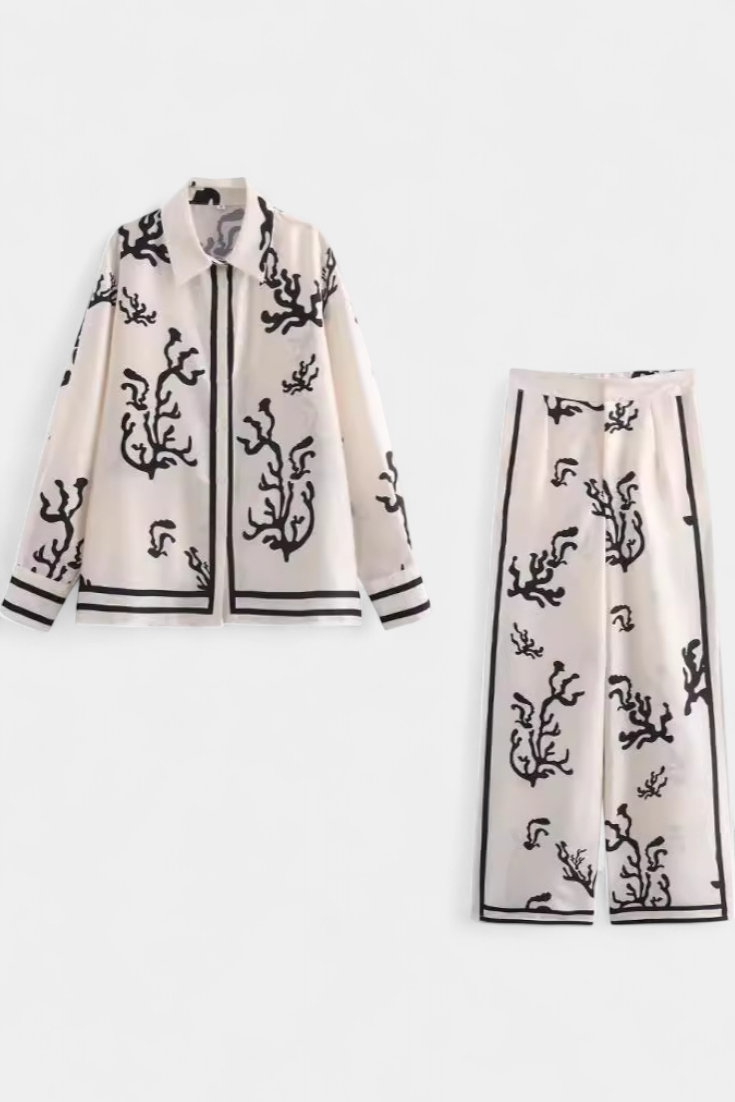 Damen-Set Nazaret mit weiter Hose und künstlerischem Print – Ansicht 7