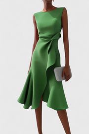 Asymmetrisches Midikleid Claudia für Damen mit Falten