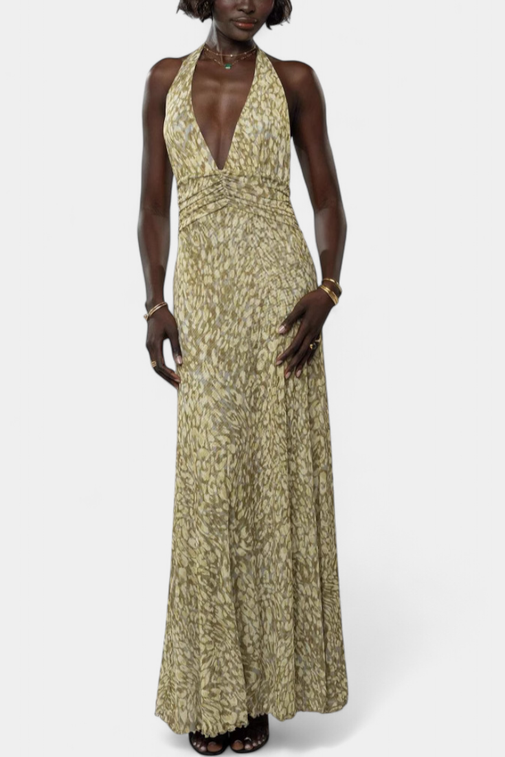 Melody – Maxikleid für Damen mit Punktemuster und tiefem Neckholder-Ausschnitt – Ansicht 7