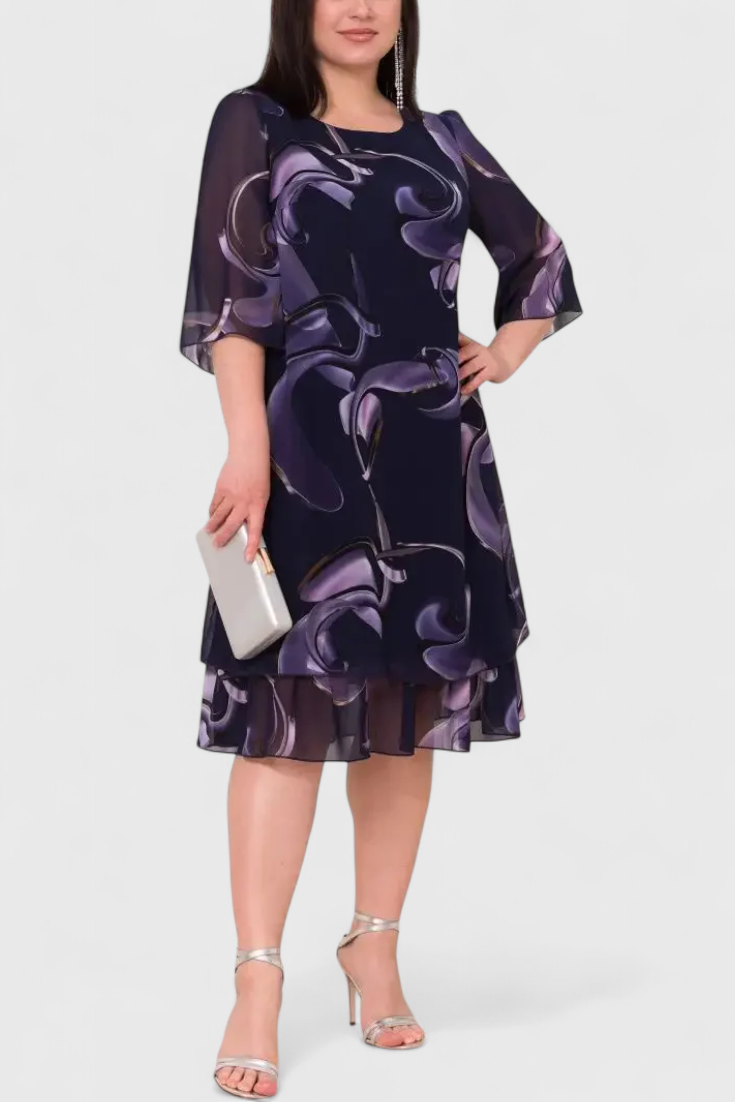 Shriley – Chiffonkleid für Damen mit kunstvollem Swirl-Muster