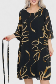 Amelie – Midikleid für Damen mit abstraktem Muster und Gürtel