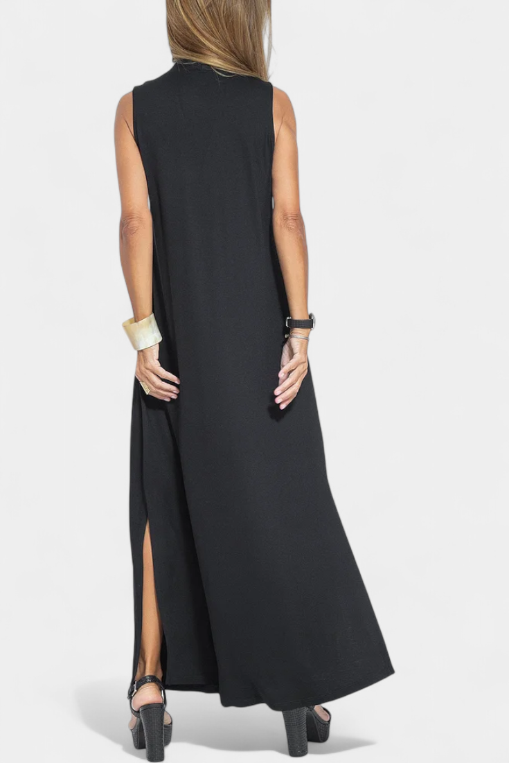 Felisa – Elegantes einfarbiges ärmelloses Maxikleid für Damen – Ansicht 3