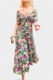 Alondra – Langes florales Damenkleid mit V-Ausschnitt – Ansicht 4