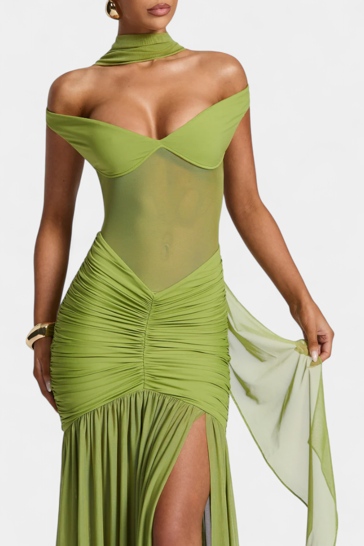 Therese – Maxikleid für Damen mit tiefem V-Ausschnitt – Ansicht 2