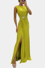 Shiloh – Plissiertes Maxikleid für Damen mit Seitenschlitz – Ansicht 2