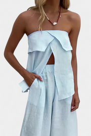 Damen-Set Oriana mit trägerlosem Top und langem Rock mit Schlitz – Ansicht 4