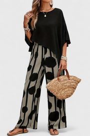 Asymmetrisches Damen-Set Aleida mit bedruckter Hose – Ansicht 3