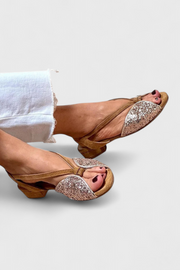Damen-Sandalen Dobrava mit Glitzerdetails und niedrigem Absatz – Ansicht 3