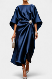 Ubelia – Langes Satin-Maxikleid für Damen mit glänzendem Finish in A-Linie