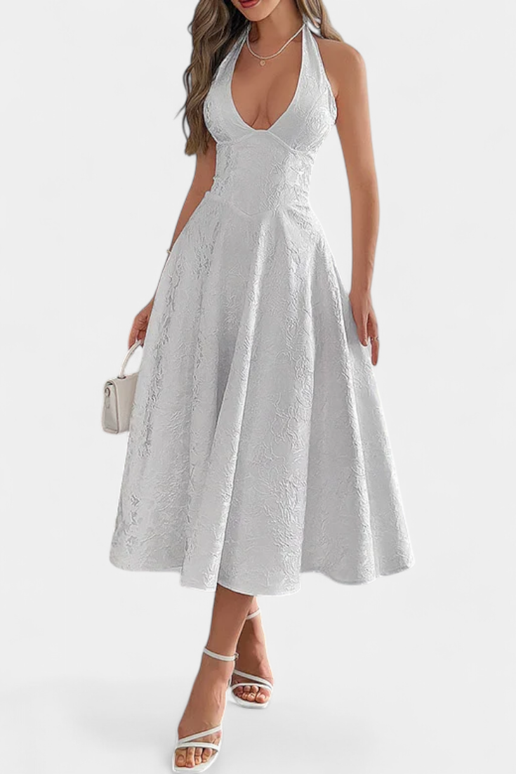 Gilda – Jacquard-Midikleid für Damen mit offenem Rücken – Ansicht 8