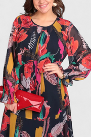 Annegret – Florales Midikleid für Damen mit langen Ärmeln – Ansicht 6
