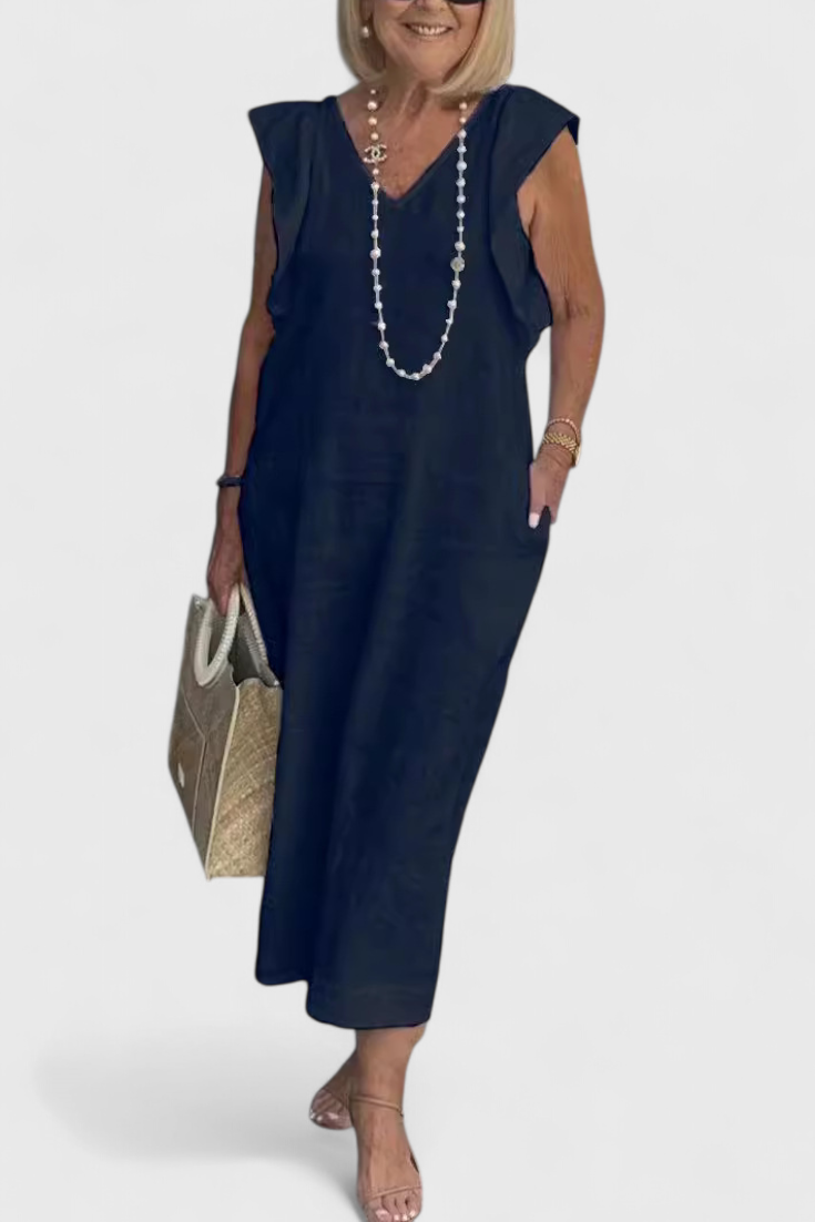 Yurena – Ärmelloses Leinenkleid für Damen – Ansicht 4