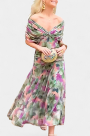Alondra – Langes florales Damenkleid mit V-Ausschnitt – Ansicht 5