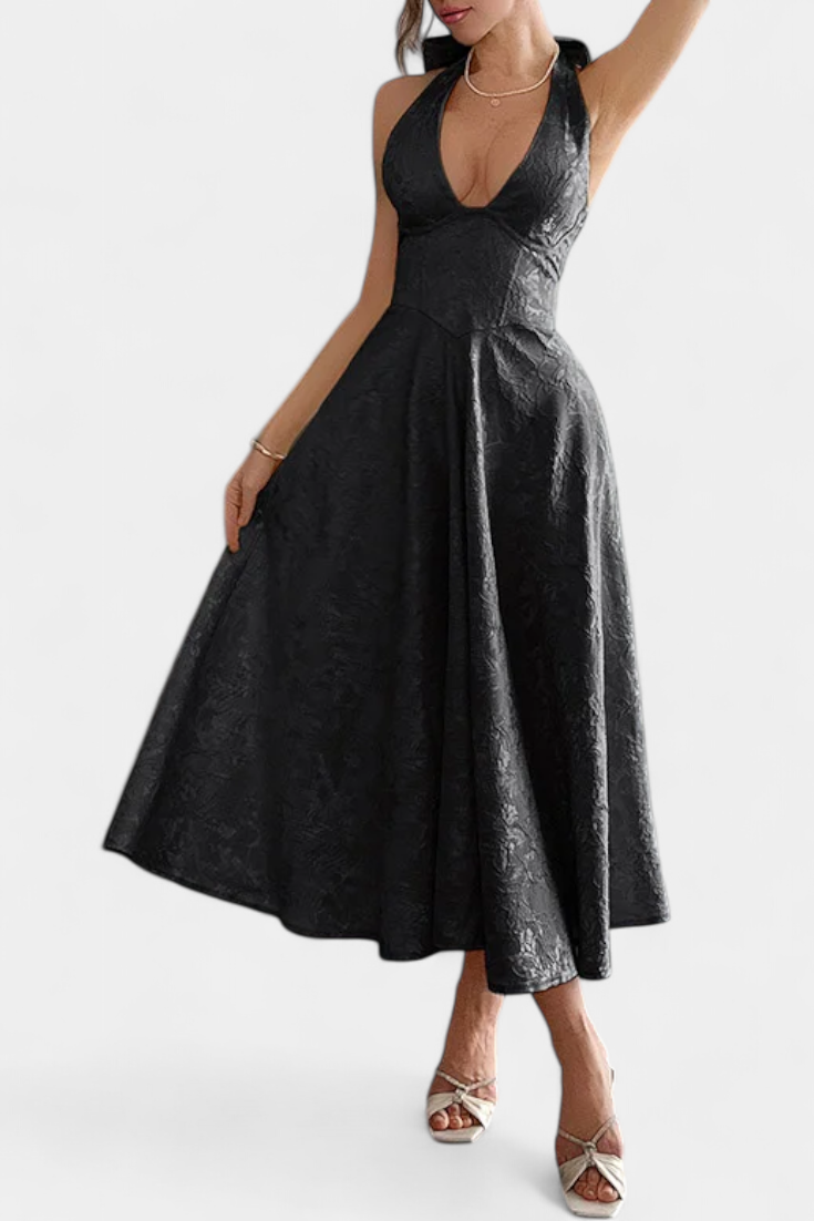 Gilda – Jacquard-Midikleid für Damen mit offenem Rücken – Ansicht 10