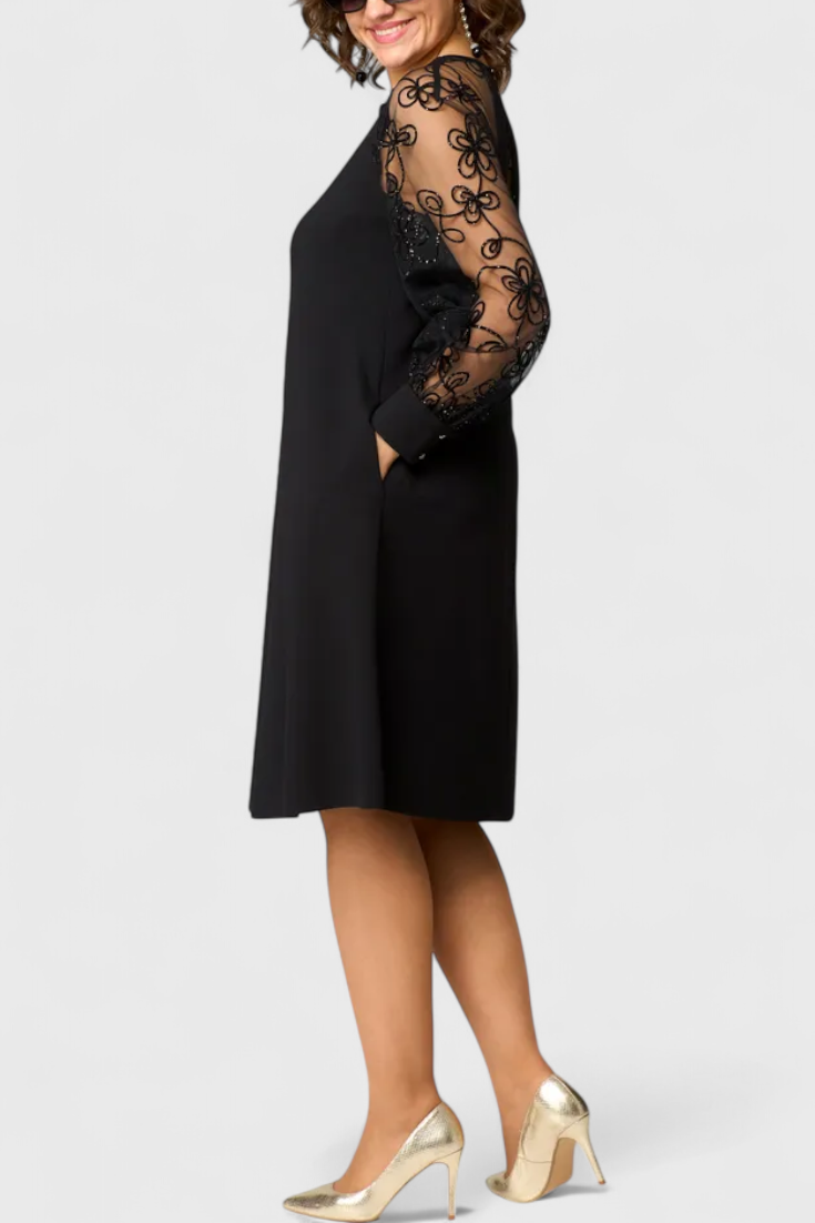 Bellezza – Spitzenkleid für Damen mit langen Ärmeln und Rundhalsausschnitt – Ansicht 8
