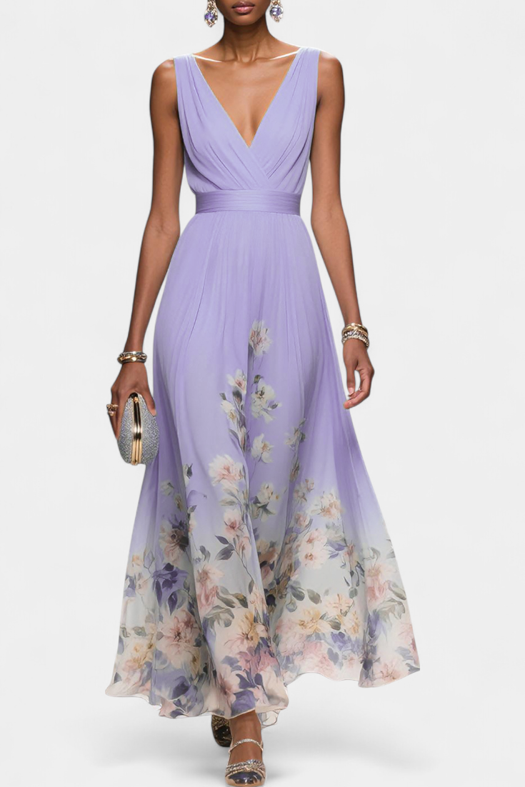 Sauline – Ärmelloses florales Maxikleid für Damen – Ansicht 5