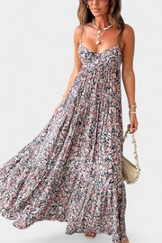 Reyna – Florales Maxikleid für Damen mit offenem Rücken