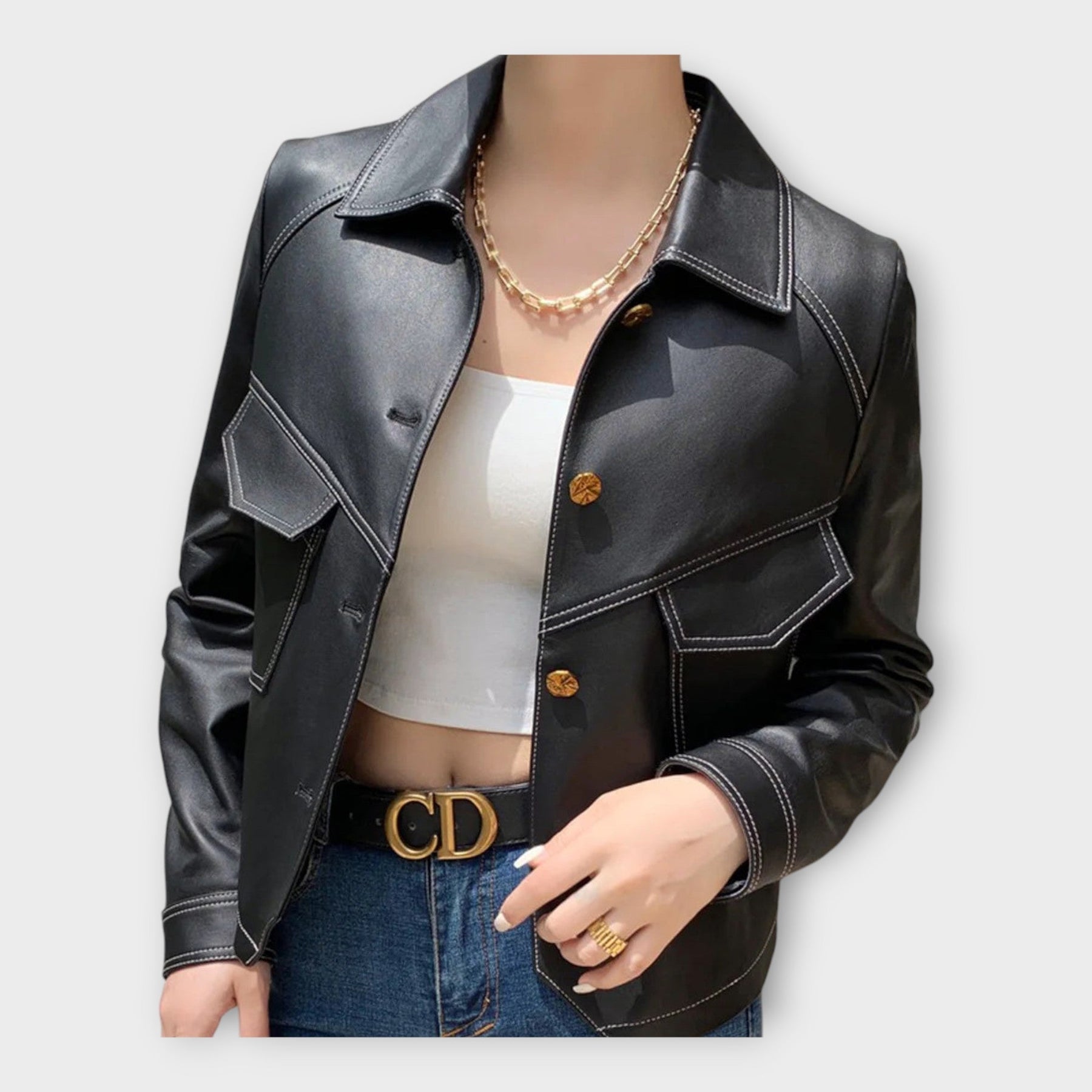 Camille – Stilvolle Lederjacke für Damen – Ansicht 5