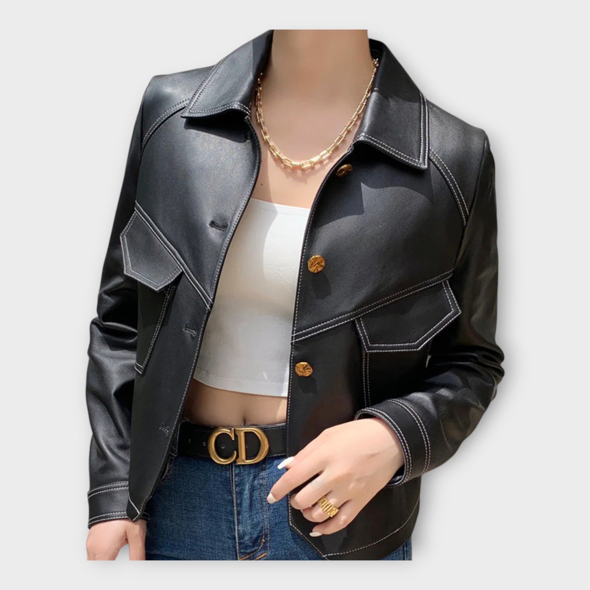 Stilvolle Lederjacke mit modernem Design und anspruchsvoller Ästhetik
