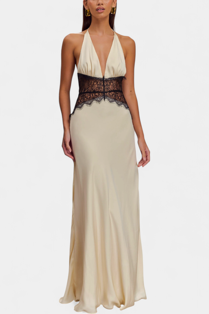Ashanty – Langes Kleid für Damen mit Neckholder-Ausschnitt und Spitze – Ansicht 8