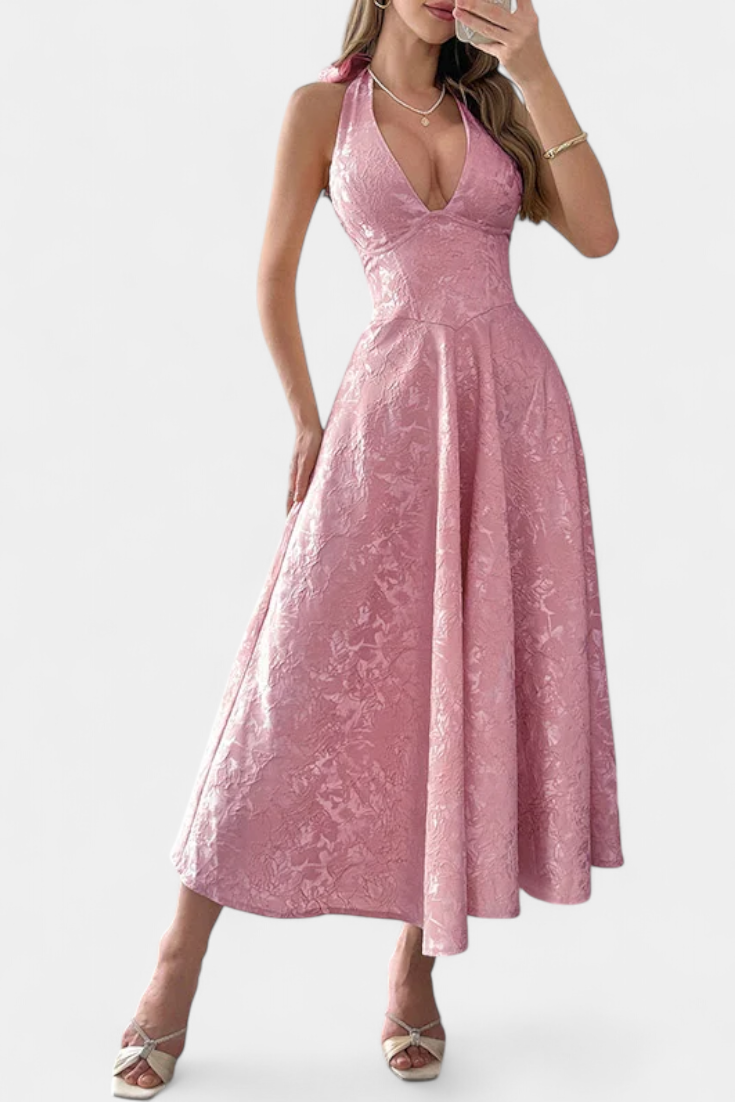 Gilda – Jacquard-Midikleid für Damen mit offenem Rücken – Ansicht 5