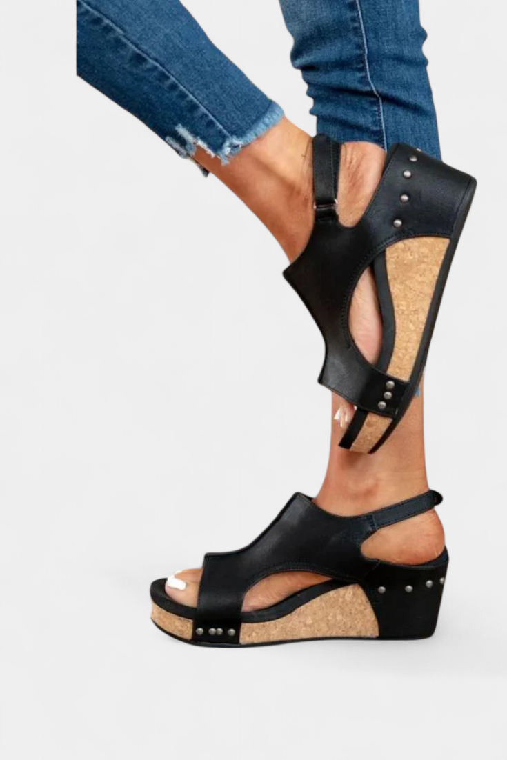 Orthopädische Damen-Keilsandalen Svenja mit Korkfußbett