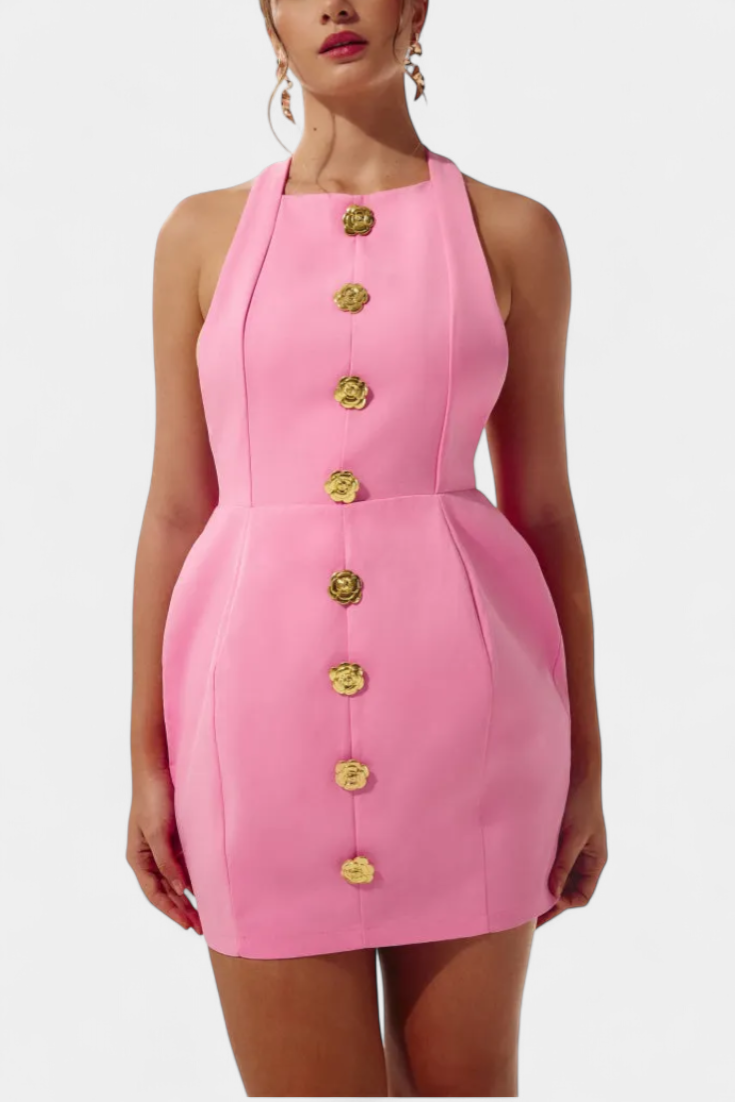Yvonne – Minikleid für Damen mit Neckholder und offenem Rücken