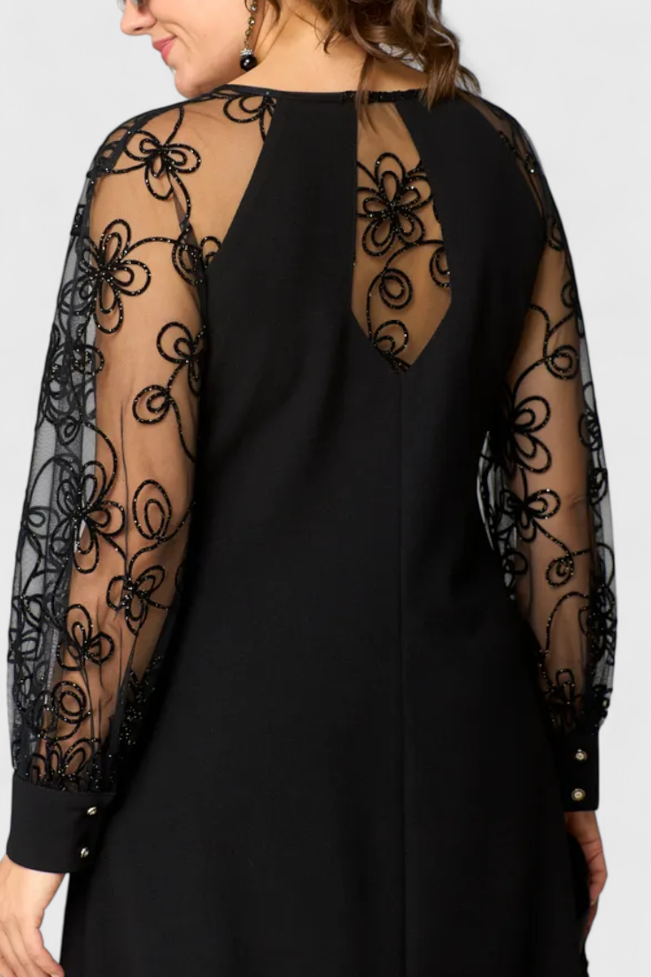 Bellezza – Spitzenkleid für Damen mit langen Ärmeln und Rundhalsausschnitt – Ansicht 6