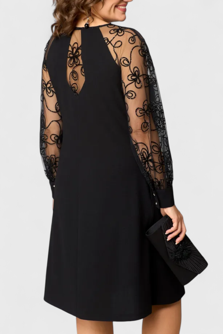 Bellezza – Spitzenkleid für Damen mit langen Ärmeln und Rundhalsausschnitt – Ansicht 5