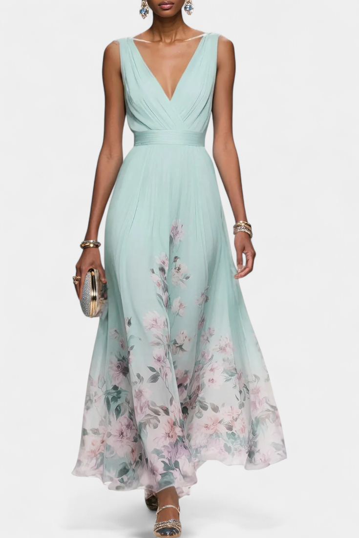 Sauline – Ärmelloses florales Maxikleid für Damen – Ansicht 6