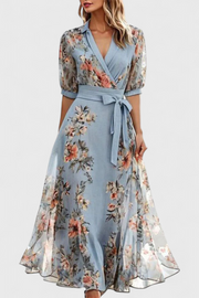 Arlet – Florales Midikleid für Damen mit V-Ausschnitt