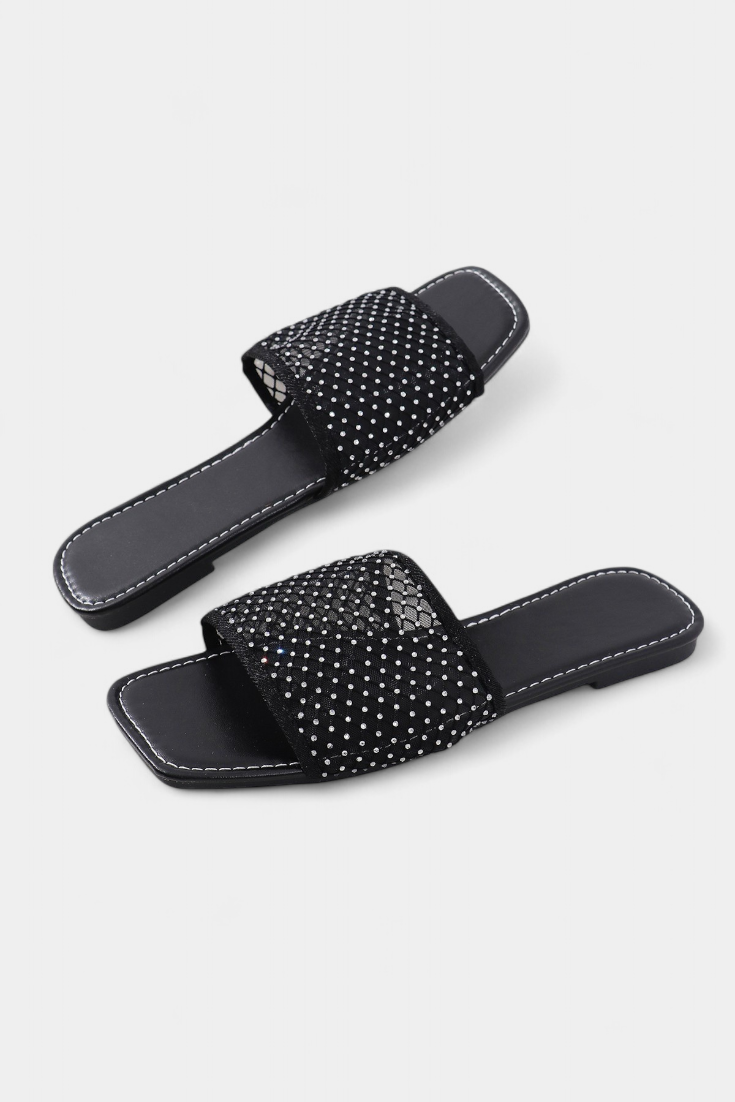 Damen-Sandalen Iva mit Glitzernetz und eckiger Zehenpartie – Ansicht 4