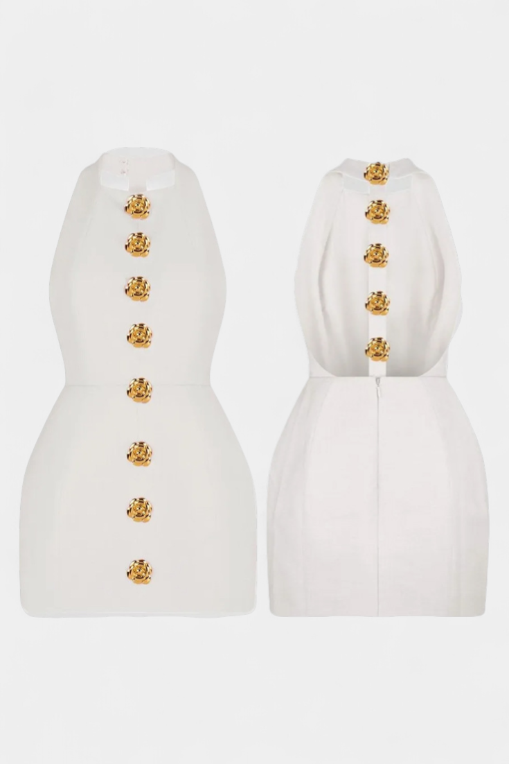 Yvonne – Minikleid für Damen mit Neckholder und offenem Rücken – Ansicht 4
