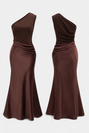 Ottavia – Langes Plisseekleid für Damen mit One-Shoulder-Ausschnitt – Ansicht 4