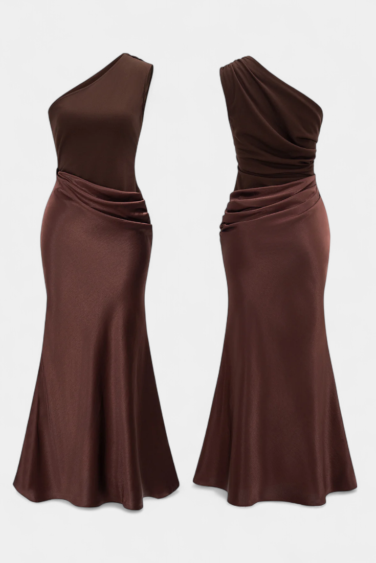 Ottavia – Langes Plisseekleid für Damen mit One-Shoulder-Ausschnitt – Ansicht 4