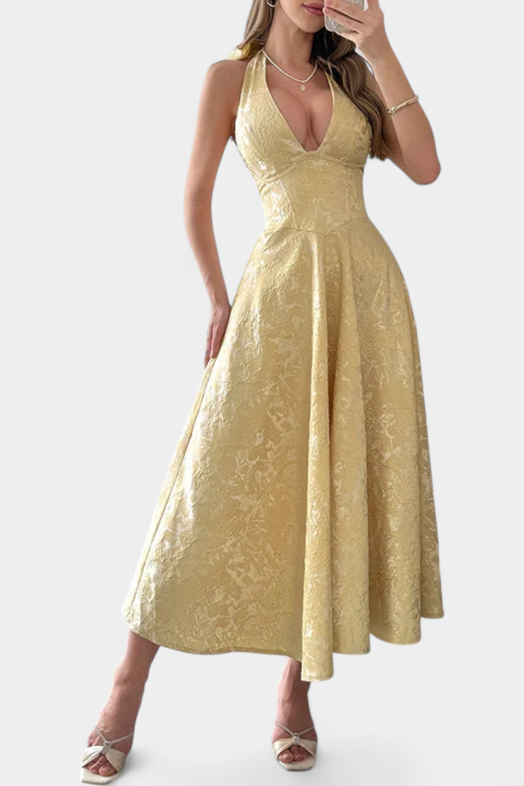 Gilda – Jacquard-Midikleid für Damen mit offenem Rücken – Ansicht 6