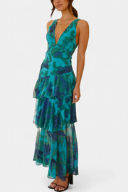 Damen-Chiffonkleid Domenica mit V-Ausschnitt und luftigen Lagen – Ansicht 10